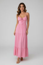 Women’s Spaghetti Strap Maxi Dress | Ruched Bust Summer Long Dress - Fullwear