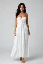 Women’s Spaghetti Strap Maxi Dress | Ruched Bust Summer Long Dress - Fullwear