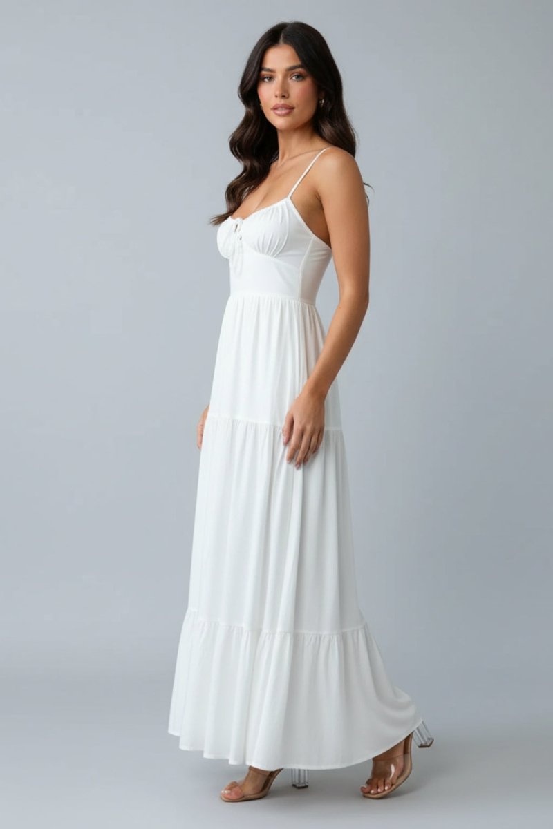 Women’s Spaghetti Strap Maxi Dress | Ruched Bust Summer Long Dress - Fullwear