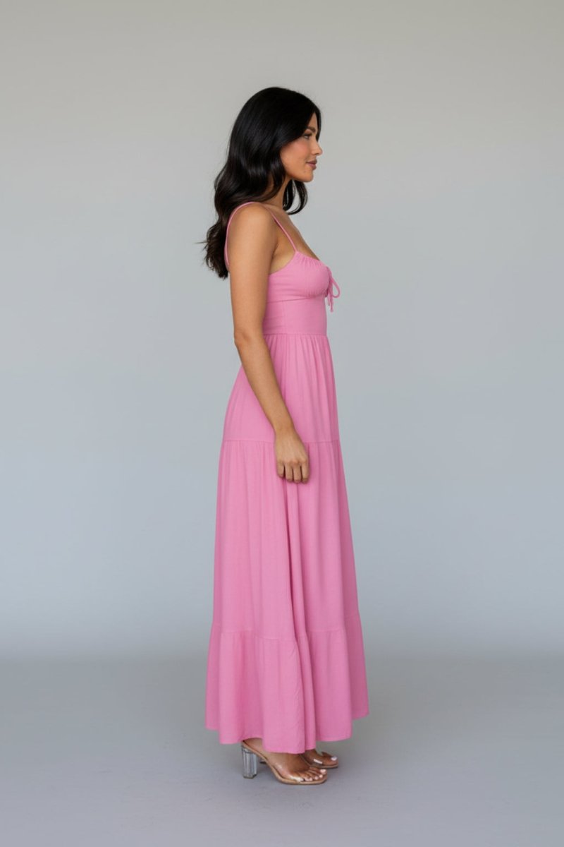 Women’s Spaghetti Strap Maxi Dress | Ruched Bust Summer Long Dress - Fullwear