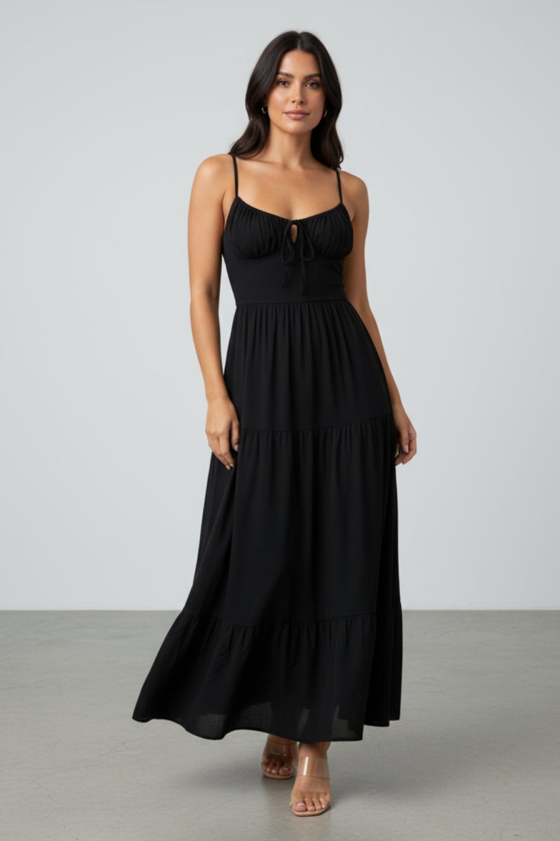 Women’s Spaghetti Strap Maxi Dress | Ruched Bust Summer Long Dress - Fullwear