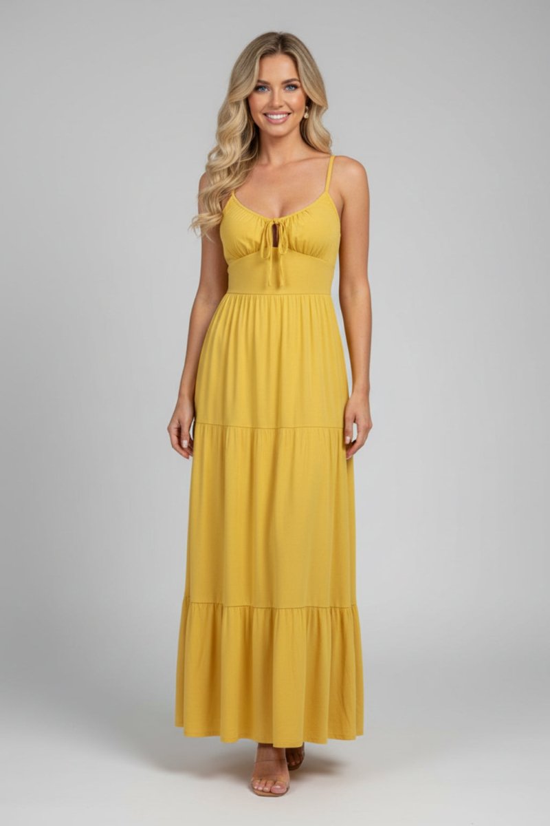 Women’s Spaghetti Strap Maxi Dress | Ruched Bust Summer Long Dress - Fullwear