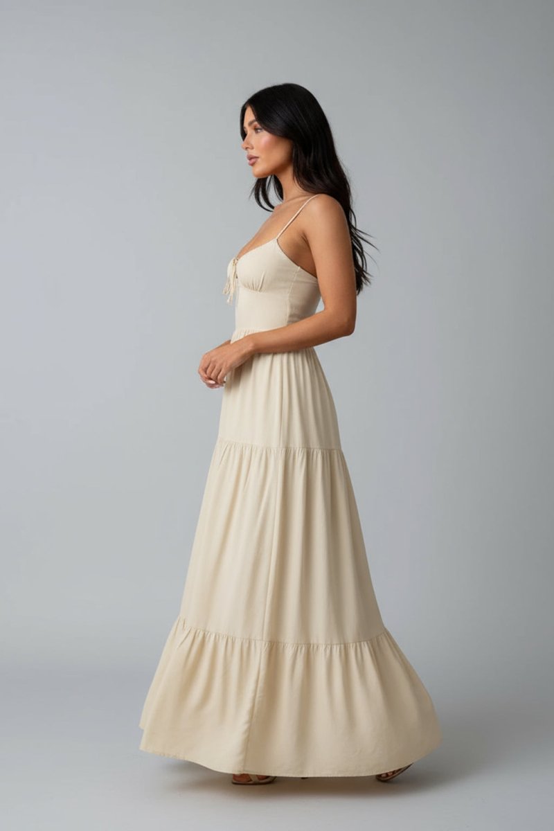 Women’s Spaghetti Strap Maxi Dress | Ruched Bust Summer Long Dress - Fullwear