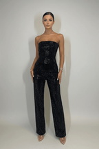 Women’s Strapless Sequin Jumpsuit | Elegant Evening Party Outfit - Fullwear