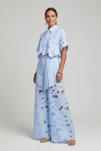 Women’s Two - Piece Lace Set | Floral Wide Leg Pants & Crop Top Outfit - Fullwear